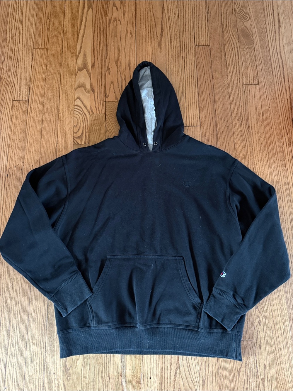 Champion Black Pullover Hoodie with Kangaroo Pocket